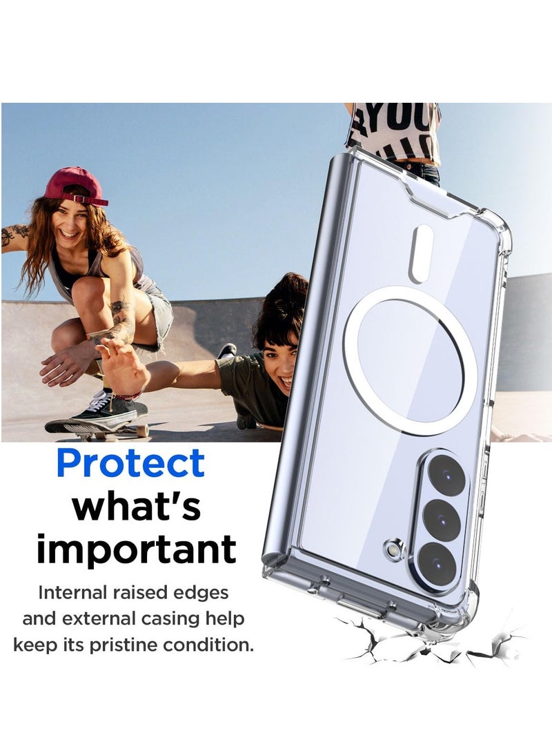 BORTONY Clear Magnetic Case for Galaxy Z fold 5 Compatible with MagSafe  Wireless Charging and Accessories Shockproof Protective Cover Clear - Image 3