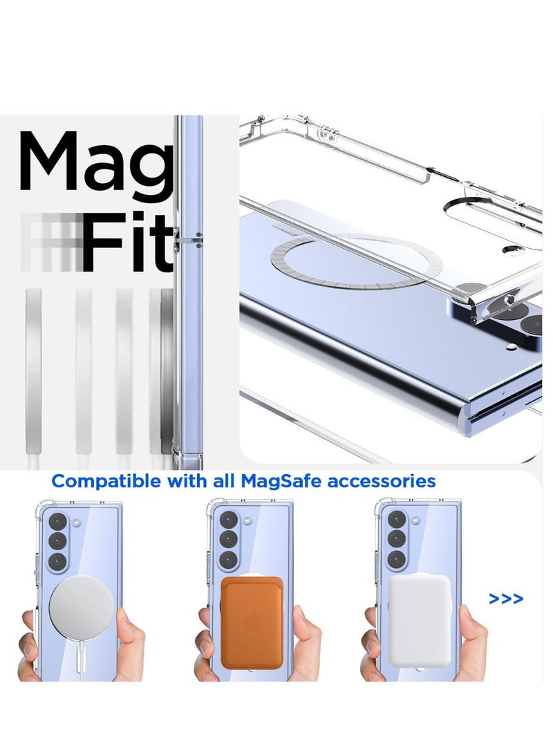 BORTONY Clear Magnetic Case for Galaxy Z fold 5 Compatible with MagSafe  Wireless Charging and Accessories Shockproof Protective Cover Clear - Image 5