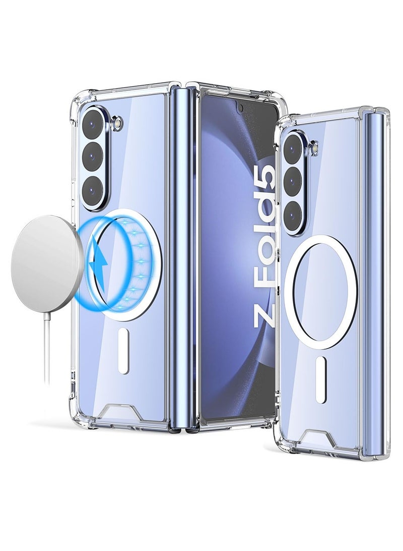 BORTONY Clear Magnetic Case for Galaxy Z fold 5 Compatible with MagSafe  Wireless Charging and Accessories Shockproof Protective Cover Clear - Image 1
