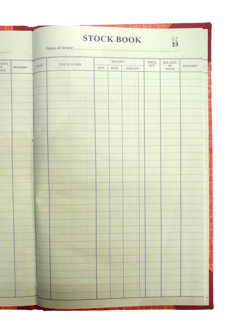 LRS كتاب المخزون مع عمود المبلغ - غلاف صلب - حجم السجل - 32 × 20 سم (200 صفحة - عبوة من 5) - Image 1