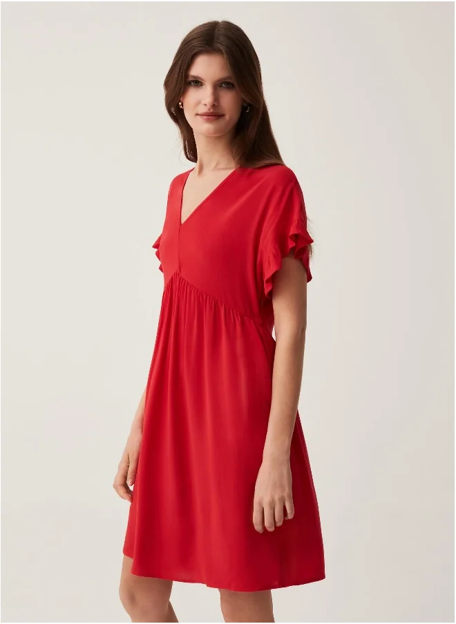 او في اس Ovs Sustainable Viscose Short Dress