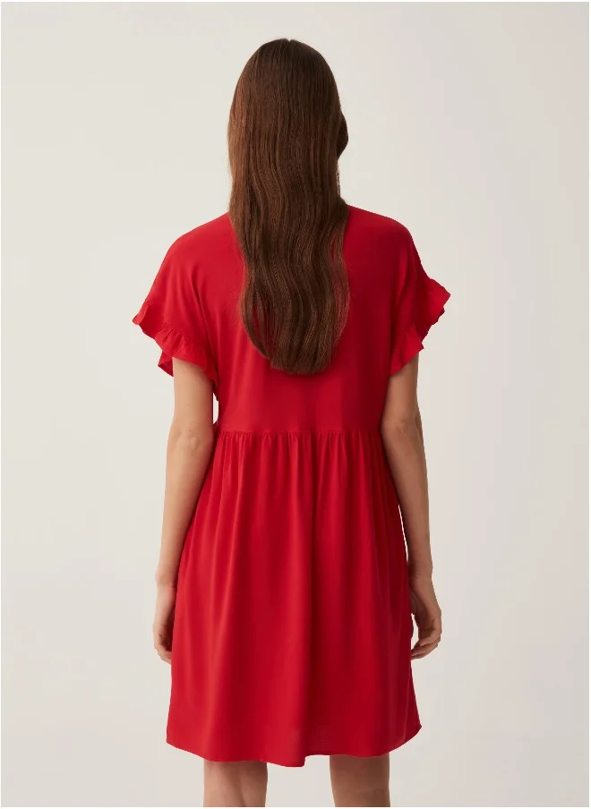 او في اس Ovs Sustainable Viscose Short Dress