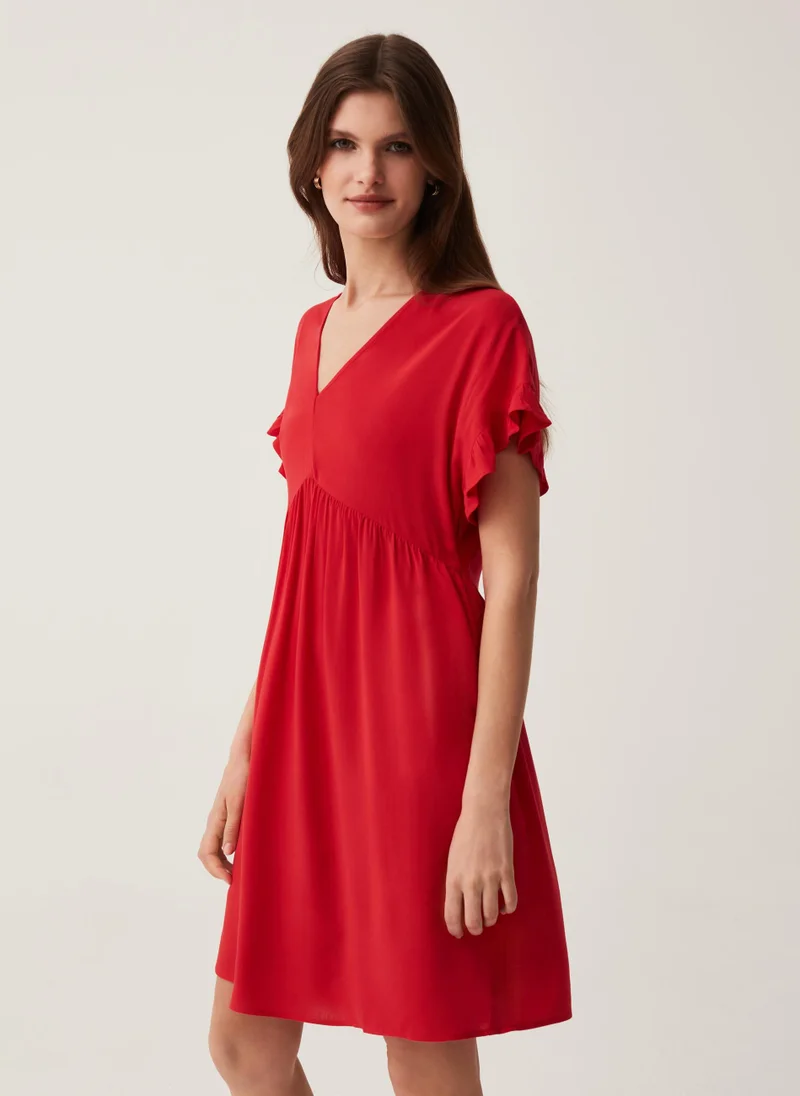 او في اس Ovs Sustainable Viscose Short Dress