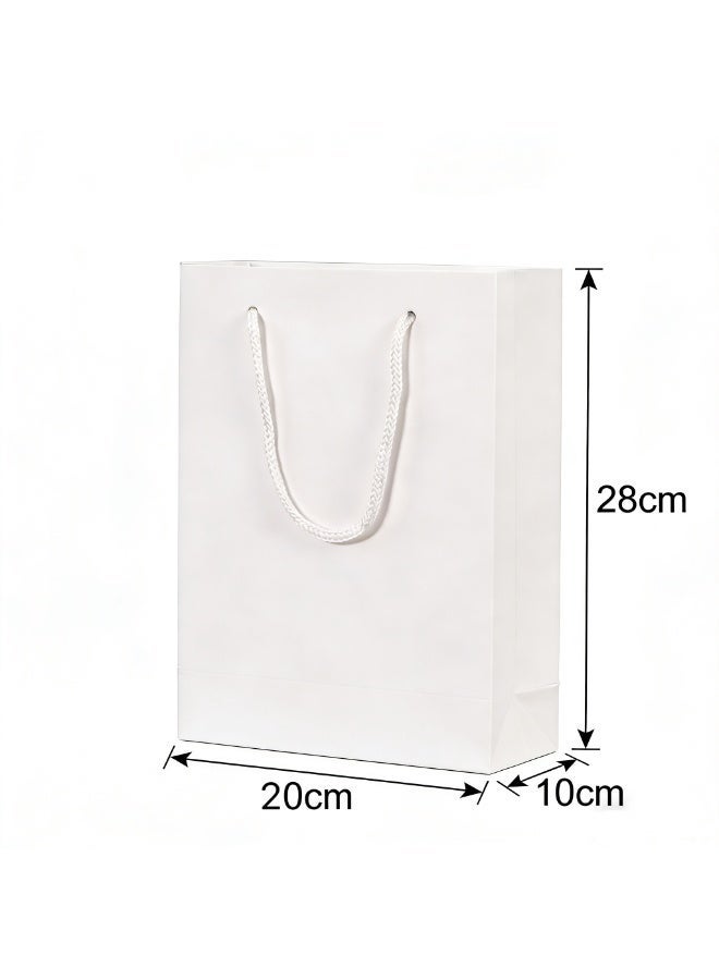 12 حزمة من الأكياس ذات المقابض المصنوعة من الورق المقوى الأسود والأبيض 28×20×10 سم أكياس هدايا سميكة صديقة للبيئة لحفلات الزفاف وأعياد الميلاد والحفلات - Image 5