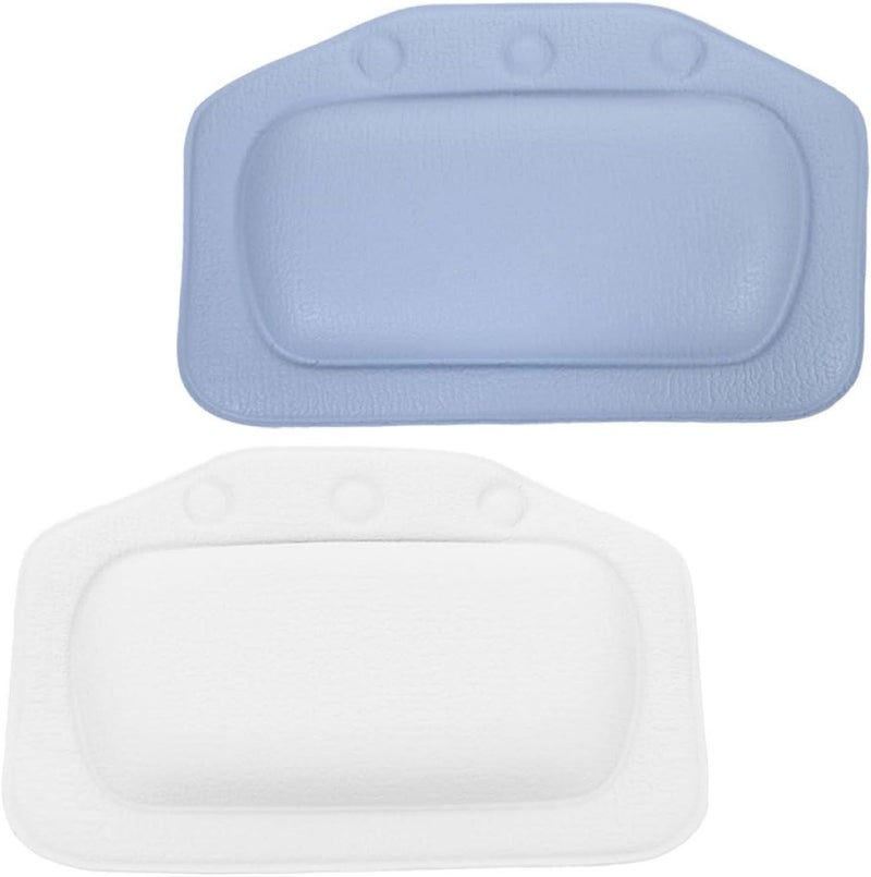 Bath Pillow for Tub Neck and Head Support 2pcs Foam Soaking Tub Pillows with Suction Cups Comfortable for Relaxing Bathroom Use Blue and White - Image 1