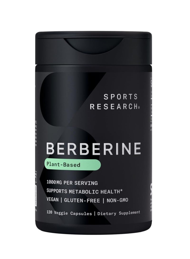 SPORTS RESEARCH SR Berberine Plant Based 1000mg per Serving 120 veggie capsules - Image 1