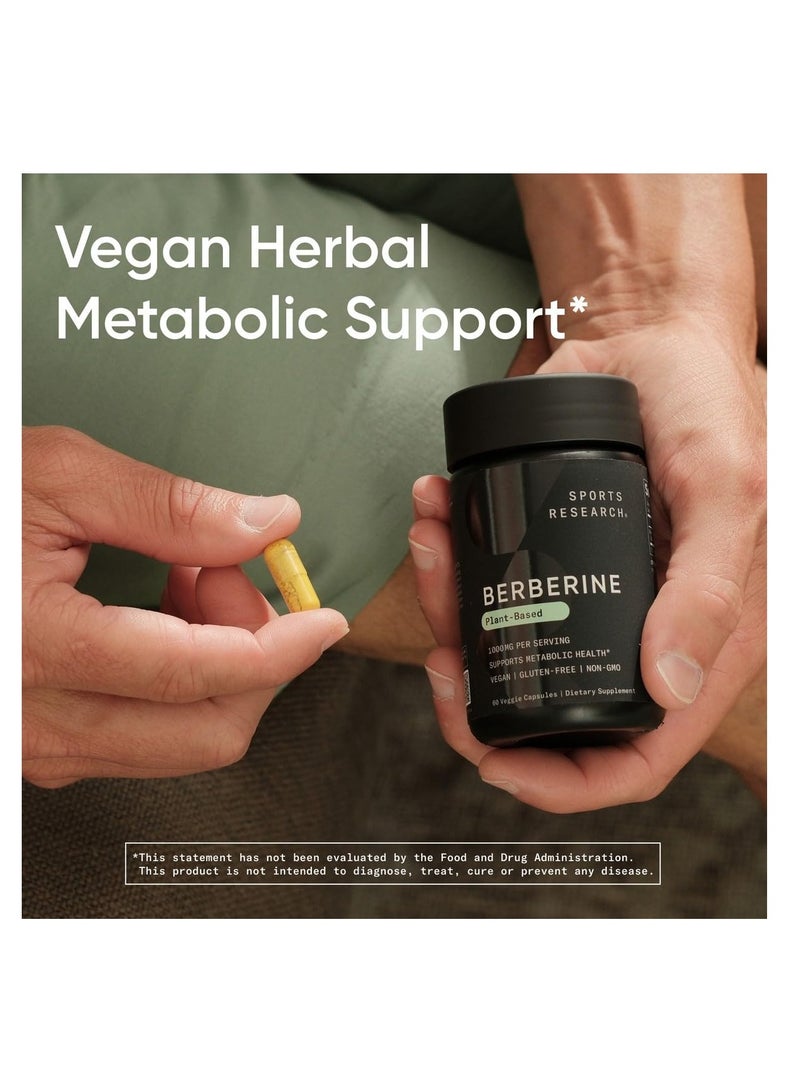 SPORTS RESEARCH SR Berberine Plant Based 1000mg per Serving 120 veggie capsules - Image 5