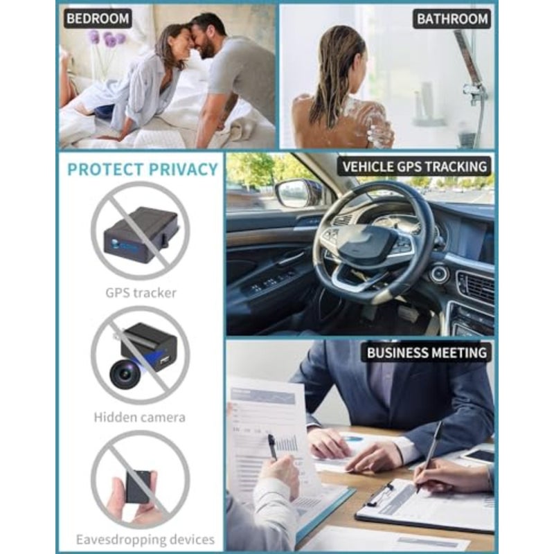 كاشف ليزر RF و IR محمول للاستخدام في السيارات والمكاتب والفنادق والسفر ؛ جسم من البلاستيك ABS؛ أسود؛ يكتشف أجهزة التتبع والمراقبة المخفية - Image 4