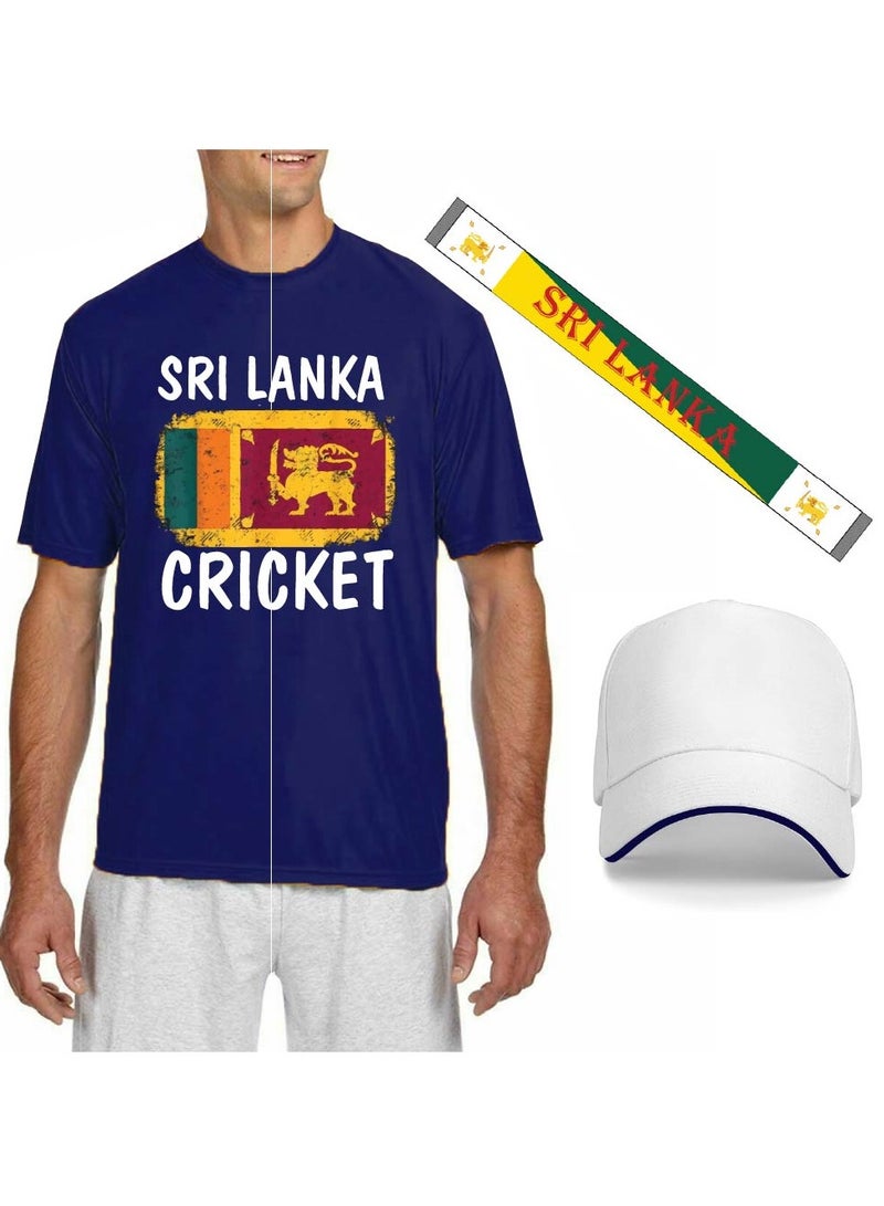 Sri Lanka Unisex Sports Jersey T-Shirt Set-Sri Lanka Sports Fan Jersey T-Shirt,Cap,Scarf-Gift Set For Sports Events,Matches - Image 1
