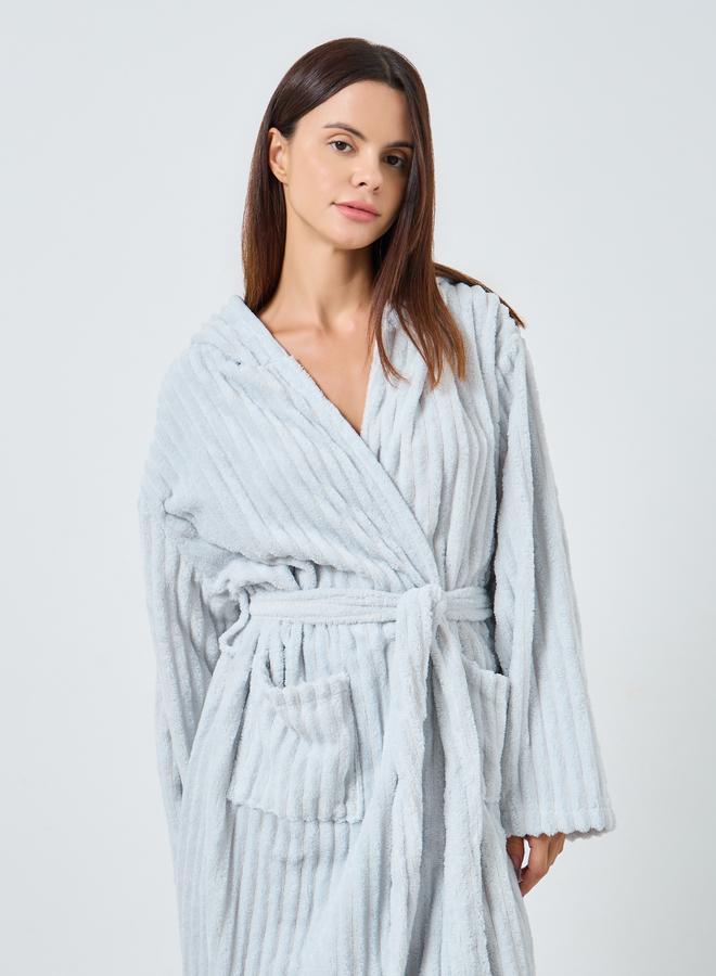 Styli Ribbed Fleece Hooded Robe - Image 2