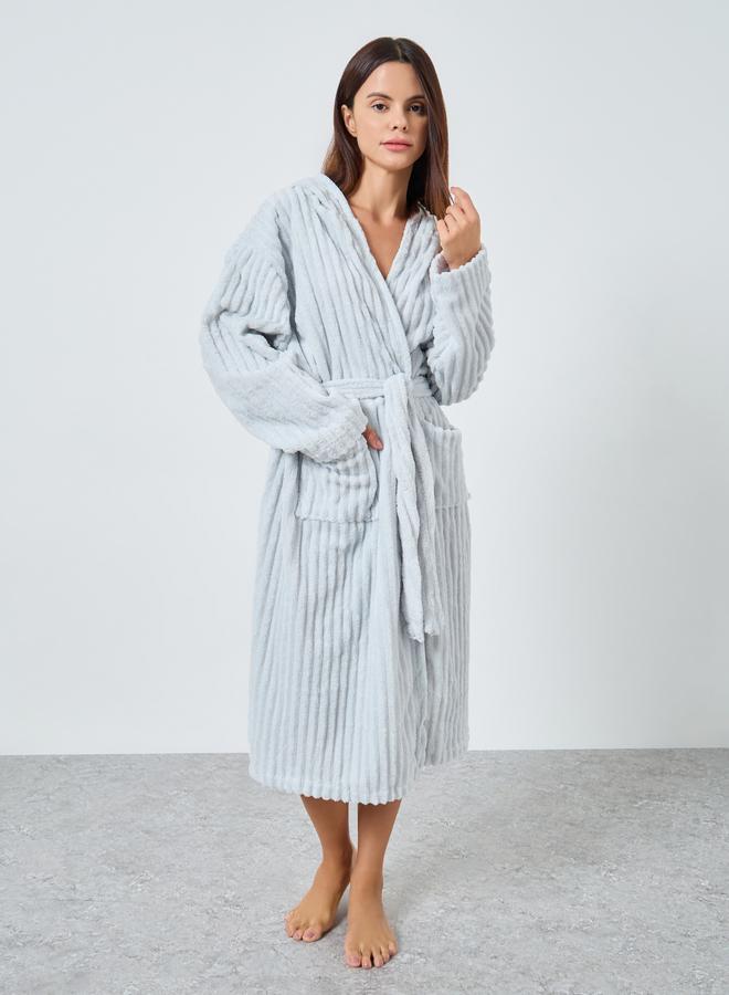 Styli Ribbed Fleece Hooded Robe - Image 1