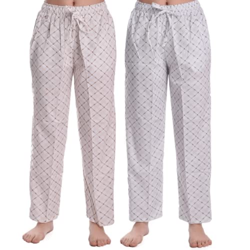CIERGE Women's Cotton Cheque Printed Casual Style Pyjama/Pajama Trackpant Lounge Pyjama (Pack Of 2,Brown & Black, Cotton) - Image 1