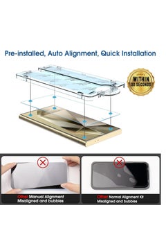 Amfilm amFilm Auto-Alignment OneTouch for Samsung Galaxy S24 Ultra 6.8'' Screen Protector + Camera Lens Protector, Tempered Glass, 30 seconds Installation, Bubble Free, Case Friendly, Anti-Scratch [2+2 Pack]  - Image 3