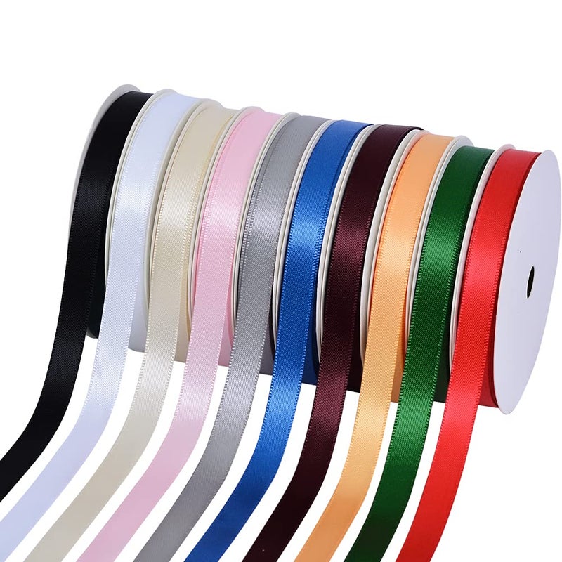 YAMA Solid Color Double Face Satin Ribbon Assortment  38 5 YardsRolls 10 Colors Total 50 Yds for Gift Wrapping Crafts Sewing Bow Making