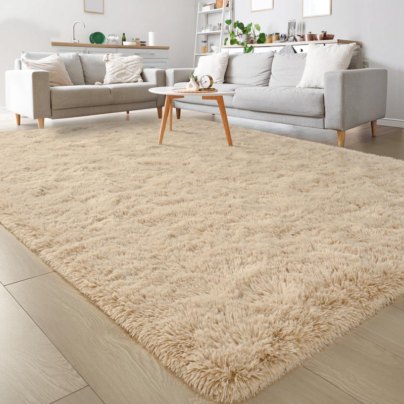 Keeko Beige Fluffy Area Rug 3x5ft Cute Shag Carpet for Bedroom High Pile Shaggy Carpets for Living Room Indoor Fuzzy Rugs for Girls and boys Kids Room Home