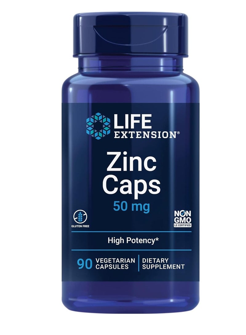 أقراص زنك بتقنية الحياة الممتدة 50 ملغ - تركيز عالٍ - 90 كبسولة نباتية