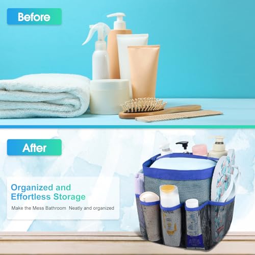 Attmu Mesh Shower Caddy Portable for College Dorm Room Essentials with 8 Pockets, Hanging Shower Caddy Dorm Basket, Quick Dry Shower Bag for Bathroom - Image 3