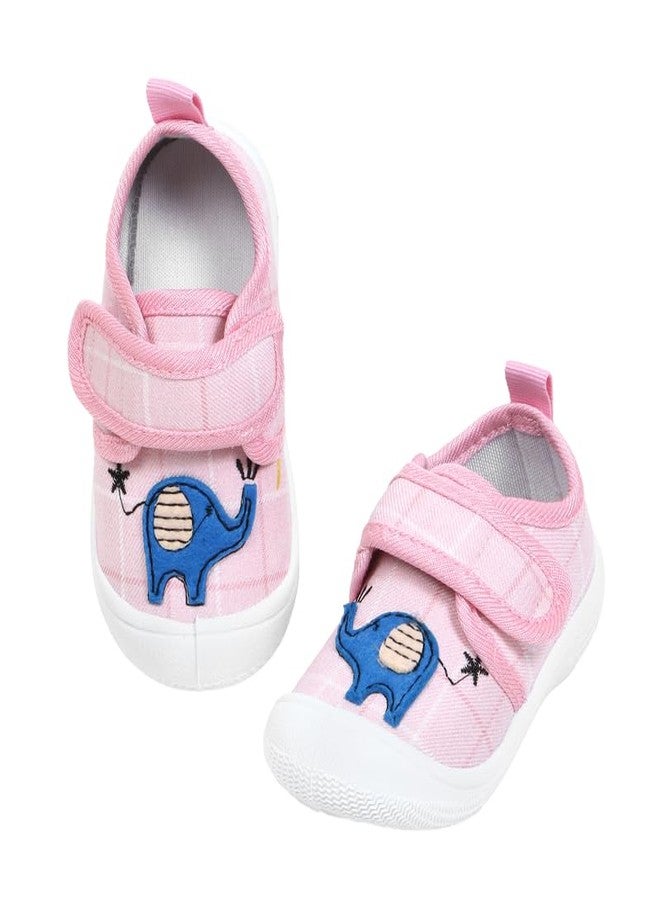 Richmen Kids Knitted First Walking Shoes Sneaker Old Toddler Baby Girl's Boy Anti-Skid Rubber Sole Booties Unisex Canvas (Pink, 6-9M) - Image 1