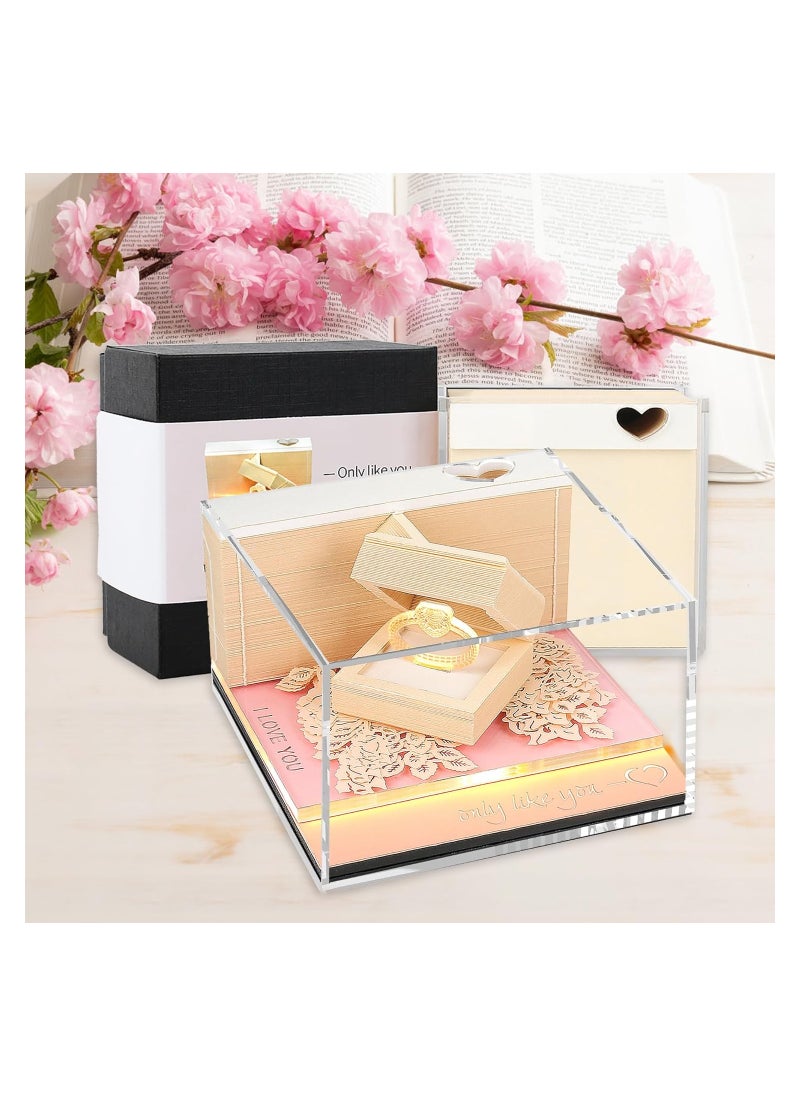 SYOSI - 3D Memo Pad Art Sticky Notes with LED Light, Paper Carving Art, Valentine's Day Gift, Artsy Pads Diamond Ring Paper Art Notepad, DIY Paper Notes, Creative Decorative Gift for Office Home Desktop - Image 1