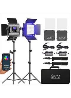 GVM RGB LED Video Light, Photography Lighting with APP Control, 800D Video Lighting Kit for YouTube Studio, 2 Packs Led Panel Light for Gaming, Streaming, Conference, 8 Kinds of Scene Lights, CRI 97