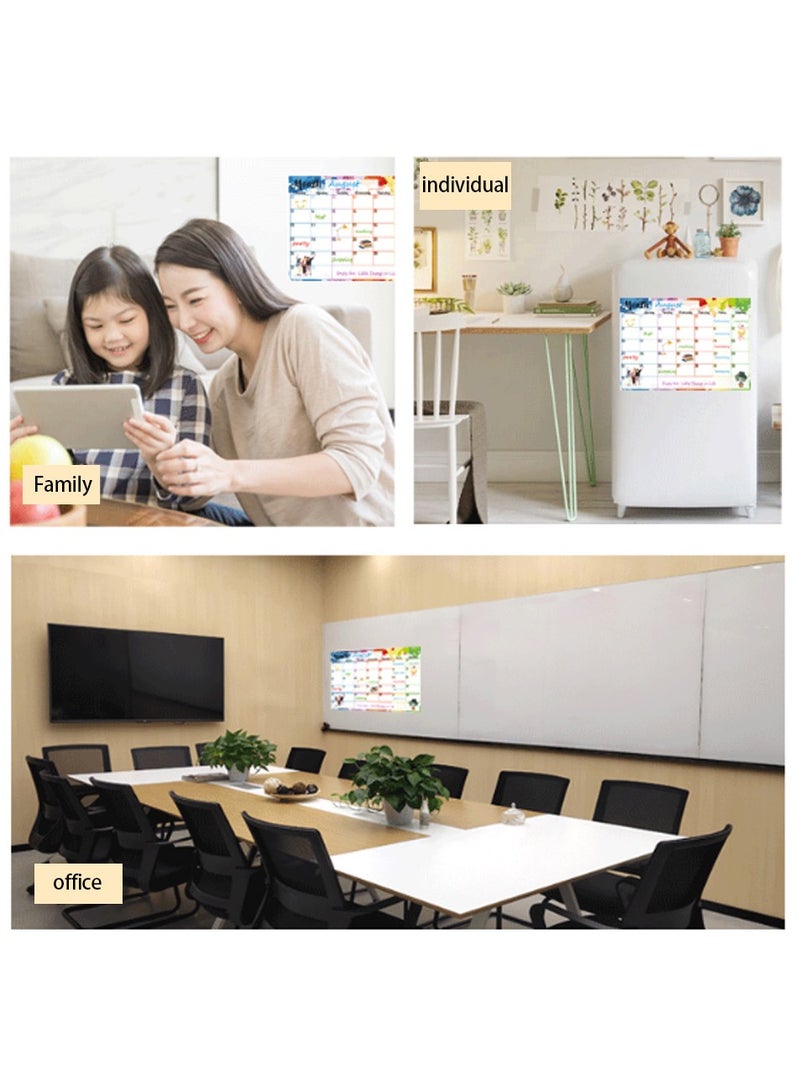 مخطط أسبوع الشهر القابل للمسح ، السبورة البيضاء لتقويم المسح الجاف ، ملصق التقويم ، ثلاجة المغناطيس ، مجموعة الجدول الزمني للوحة الرسائل مع 4 أقلام بألوان مختلفة وممحاة لوحة ، هدية رائعة للأطفال - Image 4