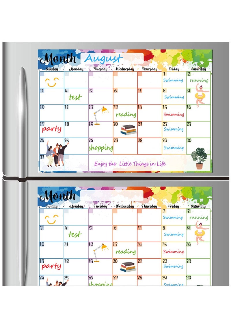 مخطط أسبوع الشهر القابل للمسح ، السبورة البيضاء لتقويم المسح الجاف ، ملصق التقويم ، ثلاجة المغناطيس ، مجموعة الجدول الزمني للوحة الرسائل مع 4 أقلام بألوان مختلفة وممحاة لوحة ، هدية رائعة للأطفال - Image 3