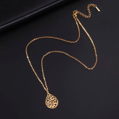 EUEAVAN Islamic Ayatul Kursi Necklace for Women Allah teardrop Necklace Quran Protection Arabic Calligraphy Script Islam Eid Ramadan Gift Muslim Religious Jewelry - Image 5