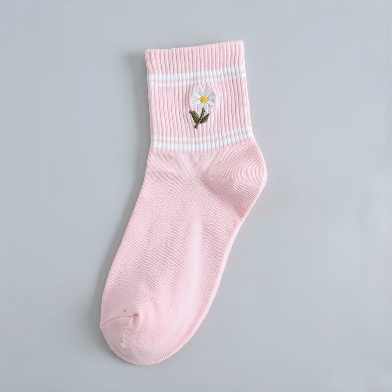 Women No Slip No Odor No Sweaty Daisy Crew Socks Comfort Soft 7 Colors - Image 3