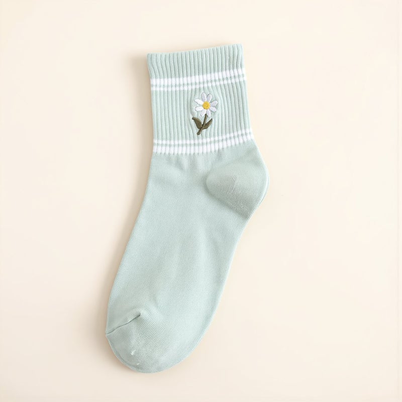 Women No Slip No Odor No Sweaty Daisy Crew Socks Comfort Soft 7 Colors - Image 4