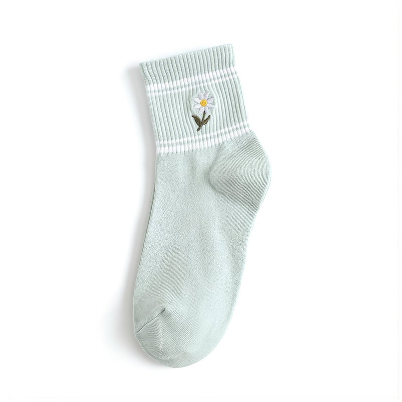 Women No Slip No Odor No Sweaty Daisy Crew Socks Comfort Soft 7 Colors - Image 1