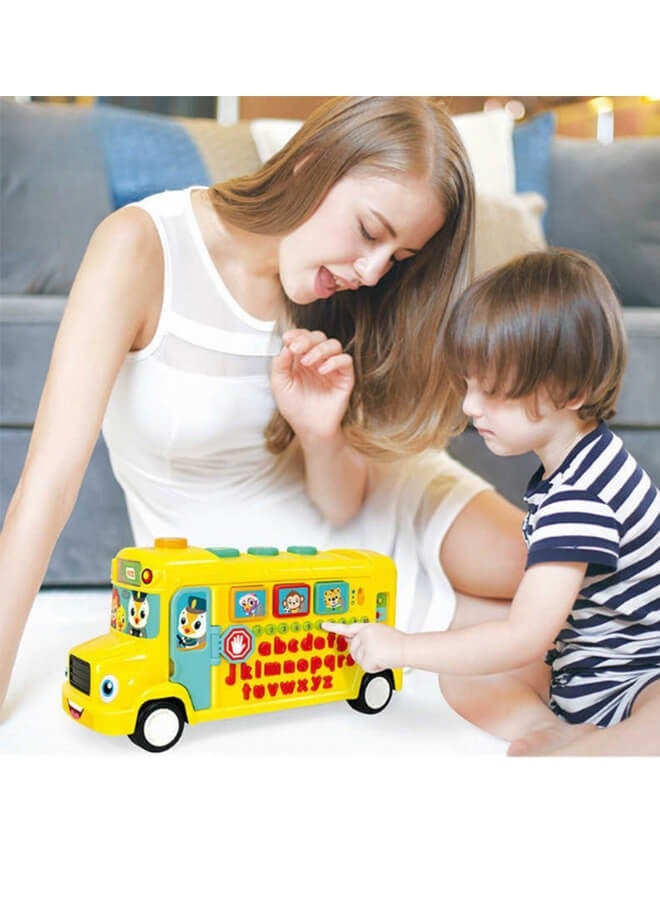 ريوليو حافلة مدرسية لتعلم الأبجدية ABCD، لعبة تعليمية إلكترونية تفاعلية تحتوي على موسيقى وأصوات وأضواء، مخصصة للأطفال/الرضع/الصغار - Image 4