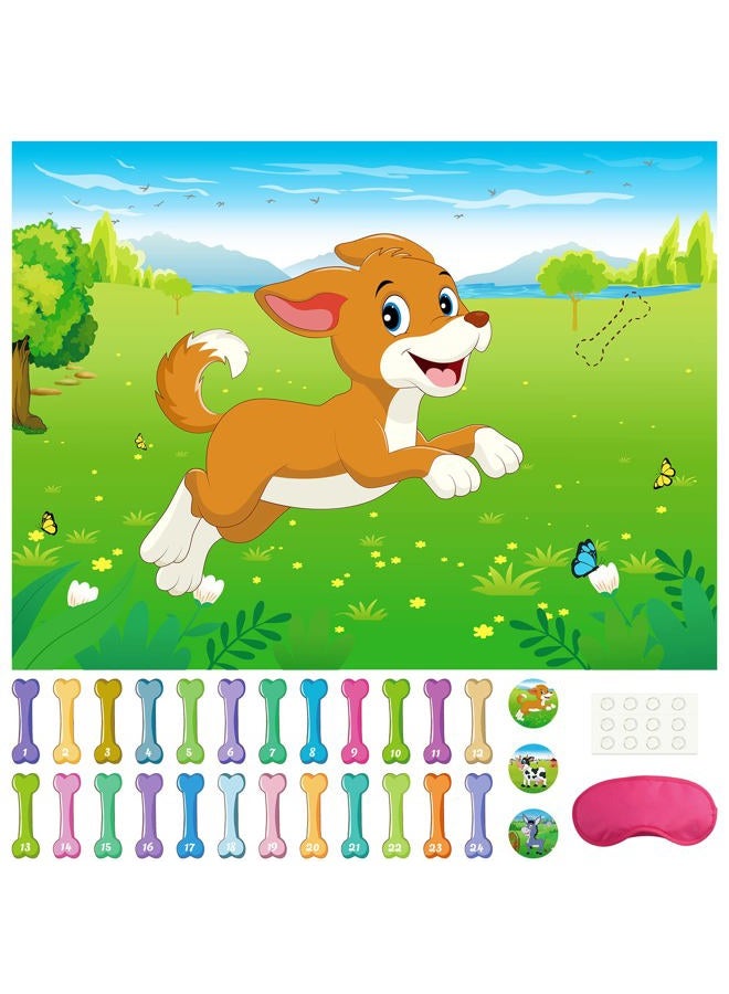 Morcheiong Pin The Tail on The Dog Birthday Party Game with 48pcs Bones, Give The Puppy Dog A Bone Game for Kids Dog Birthday Party Supplies Decorations - Image 1