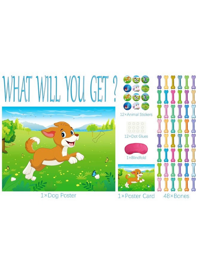 Morcheiong Pin The Tail on The Dog Birthday Party Game with 48pcs Bones, Give The Puppy Dog A Bone Game for Kids Dog Birthday Party Supplies Decorations - Image 3