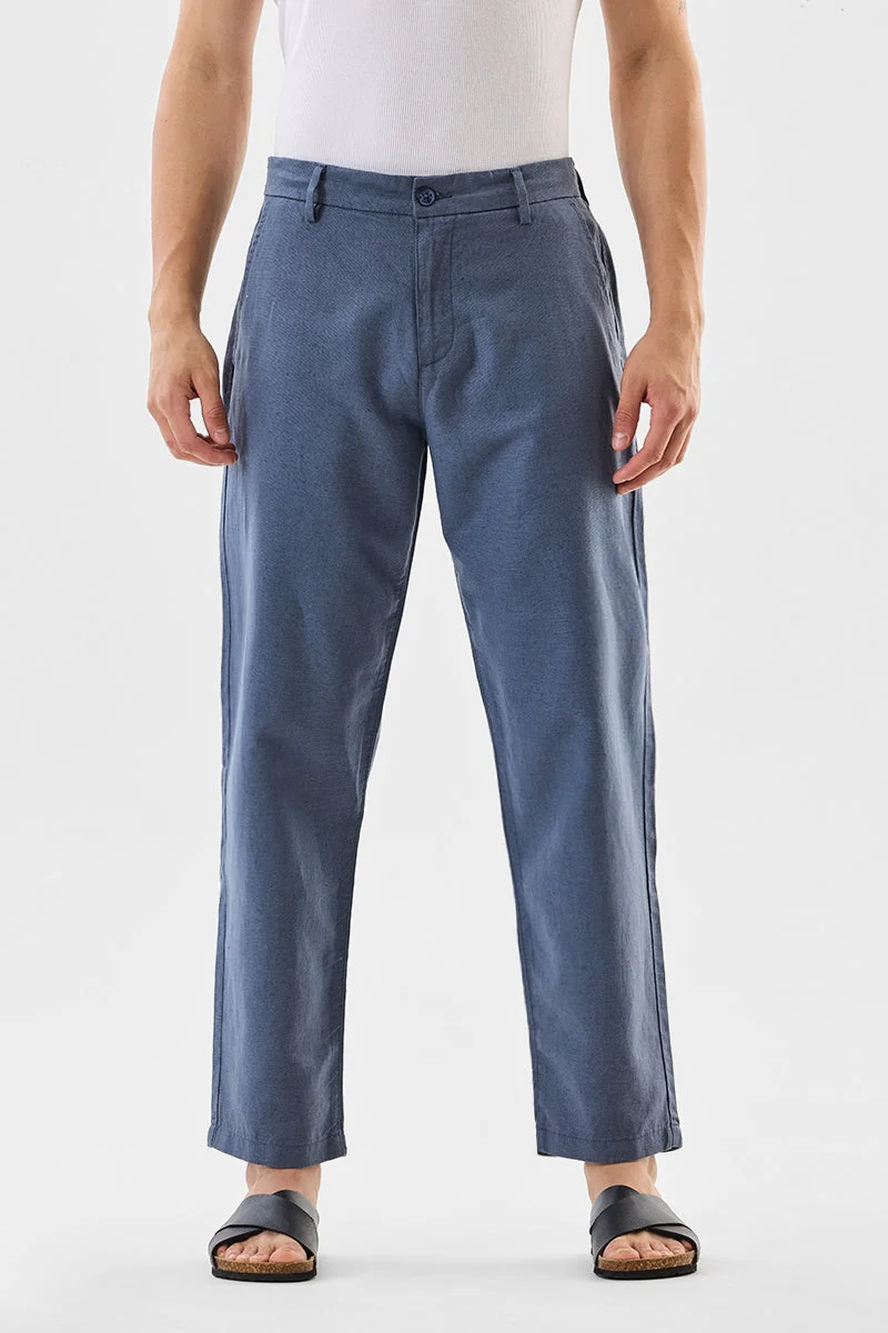 SNITCH  Relaxed Fit Core Lab Linen Blend Trousers for Men | Best Price UAE