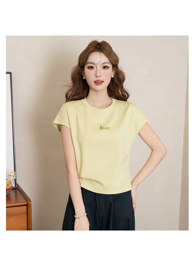 Jeanswest Women'S Short Sleeve T-Shirt, 2025 Summer Street Style College Commute Outfit, Fitted Slimming Stretchy Round Neck Top - Image 2