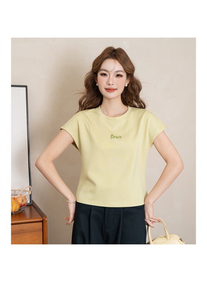 Jeanswest Women'S Short Sleeve T-Shirt, 2025 Summer Street Style College Commute Outfit, Fitted Slimming Stretchy Round Neck Top - Image 4