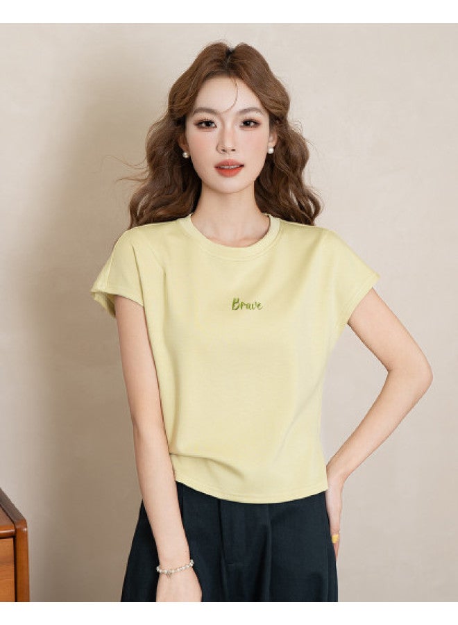 Jeanswest Women'S Short Sleeve T-Shirt, 2025 Summer Street Style College Commute Outfit, Fitted Slimming Stretchy Round Neck Top - Image 1