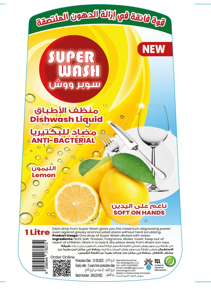 TCL Superwash Lemon - Dishwash Liquid Soap 1LT - Image 2