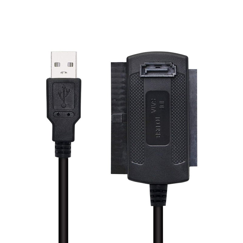 ETZIN محول كابل USB إلى SATA IDE USB 2.0 إلى 2.5/3.5/5.25 بوصة IDE و SATA لجهاز الكمبيوتر الشخصي، اللابتوب، مشغل DVD (1.8 قدم/أسود) EPL-987HS - Image 5