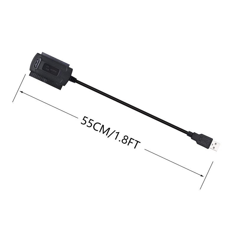 ETZIN محول كابل USB إلى SATA IDE USB 2.0 إلى 2.5/3.5/5.25 بوصة IDE و SATA لجهاز الكمبيوتر الشخصي، اللابتوب، مشغل DVD (1.8 قدم/أسود) EPL-987HS - Image 4