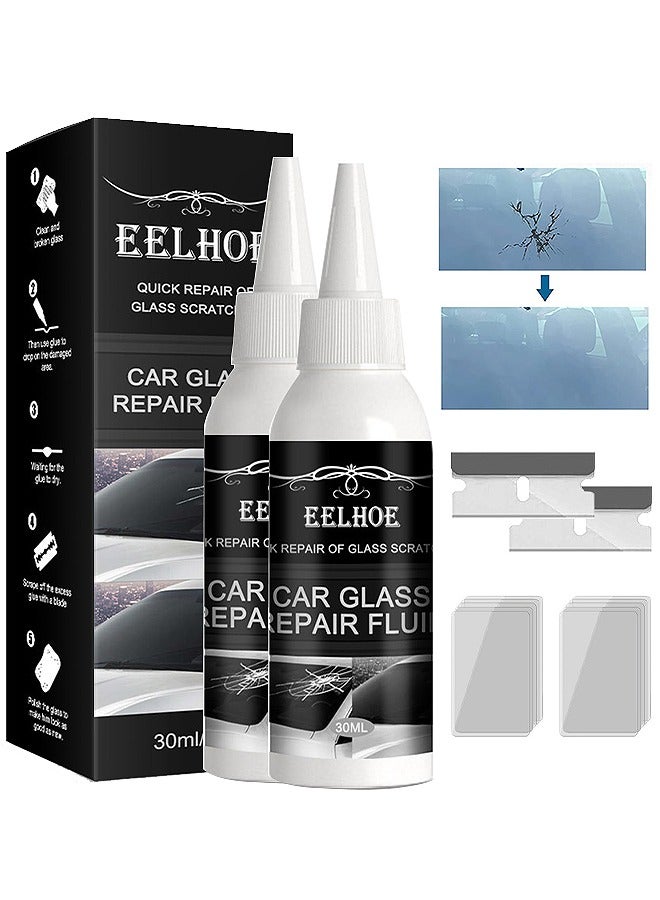 EELHOE 2 PCS Car Windshield Crack Scratch Resin Repair Tool For Glass Chips And Cracks, DIY Car Windshield Repair Kit, Car Windscreen Glass Repairing Glue For Bulls Eyes, Star Half Moon, Start-Shaped Crack - Image 1