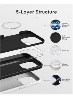 ESCASE Magnetic Silicone Case for iPhone 15 Pro Max 6.7-Inch, Compatible with MagSafe,Silky-Soft Touch Full-Body Protective Phone Case, Shockproof Cover with Microfiber Lining Black  - Image 4