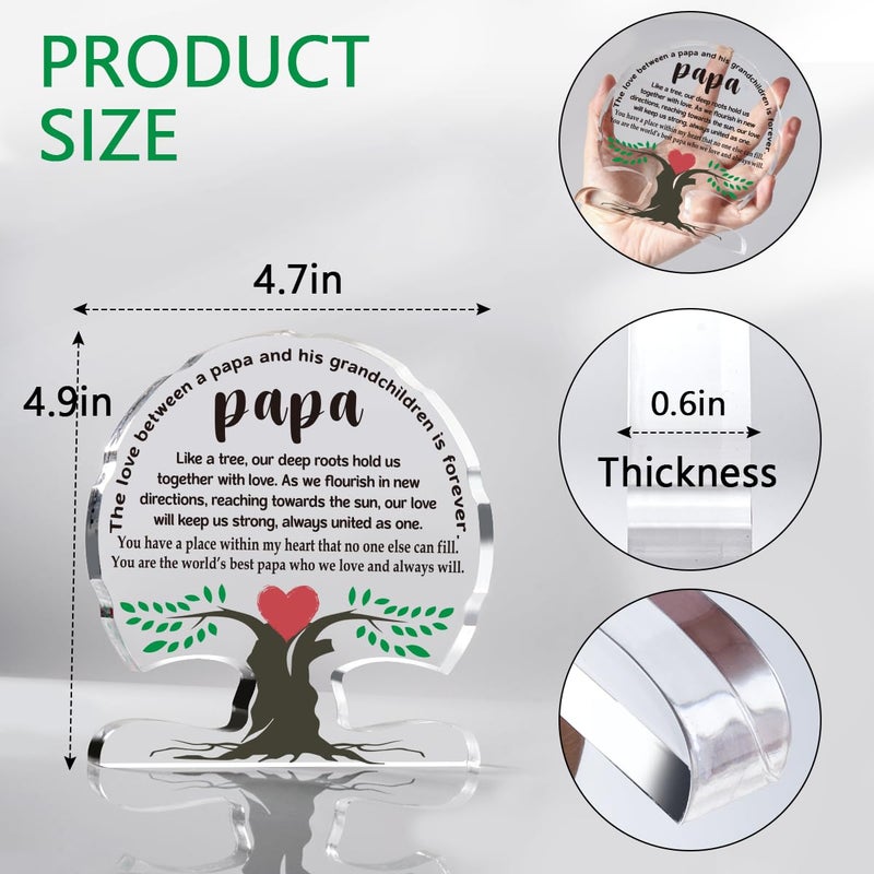 WELLBANEE Papa Gifts for Grandpa  Fathers Day for Papa  Gifts for Dad  Grandpa Gifts from Grandchildren  Papa Birthday Gifts  Fathers Day for Grandfather  Father  Grandpa  Papa Christmas Gifts Papa Acrylic Tree Desk Signs Plaque - Image 2