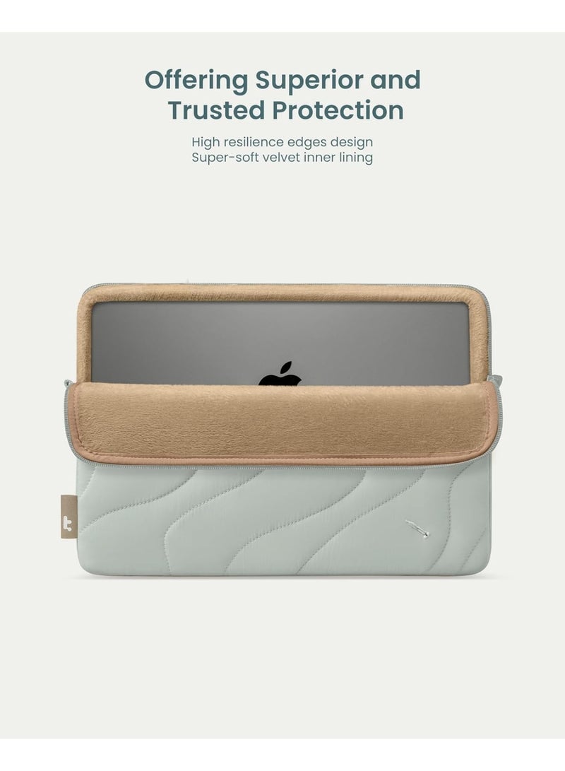 Tomtoc Terra-A27 Eco-Friendly 360° Protective Puffy Laptop Sleeve Kit for 14-inch MacBook Pro M4/M3/M2/M1 Pro/Max (A3112 A3401 A3185 A2992 A2918 A2779) – Quilted Soft Puffer Laptop Bag with Tech Accessory Pouch, Fits 13.8" Surface Laptop 7 - Image 3