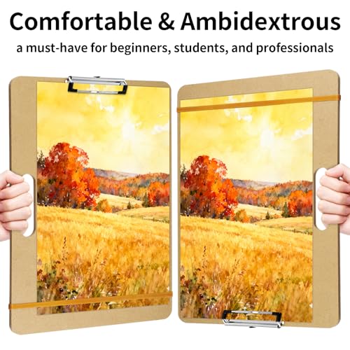 Mkobon 13" x 17" Sketch Drawing Board, Art Board with Handle, Sturdy Clip and Rubber Band, Portable Artist Clipboard Easel for Adults, Classroom, Studio Drafting, Watercolor, Painting Supplies Stuff - Image 5