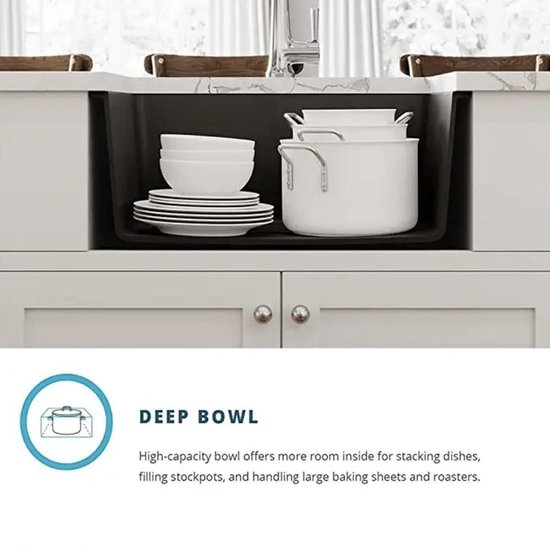 SYON Syon STAR WHITE Premium Ceramic Quartz Kitchen Sink with Coupling Waste Pipe Vegetable Tray 16x18x8  - Image 5