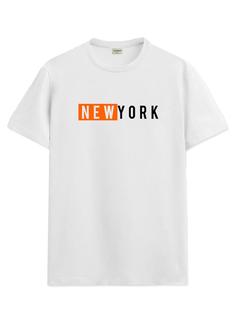 Adro Men's Printed T-Shirt - 100% Cotton Graphic Tee with New York Design - Image 1