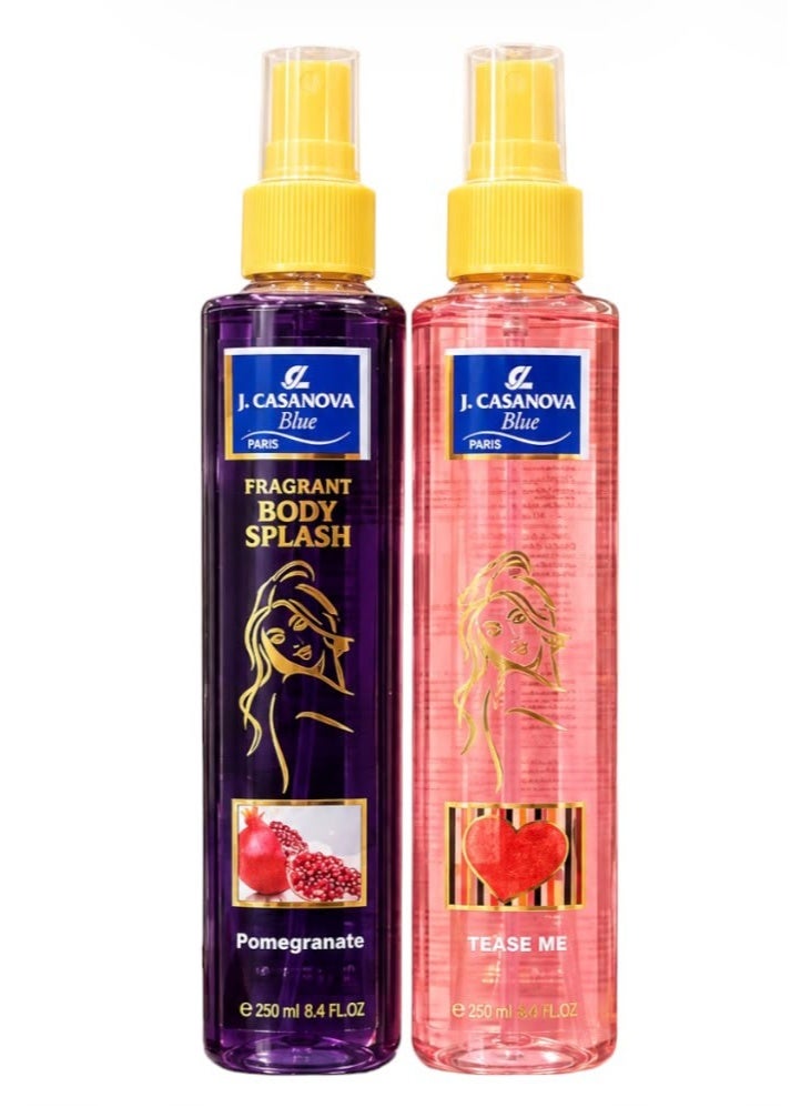 Casanova J. Casanova Blue Pomegranate & Tease Me Body Splash Set – 2 Pieces (250 ml Each) - Image 2