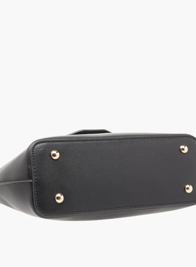 ميسي Women's Textured Shoulder Bag with Detachable Strap and Zip Closure