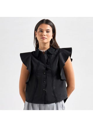 Solid Shirt with Flutter Sleeves and Lace Detail - pzsku/ZA241FD77761EE5DE3161Z/45/_/1728433162/a4748f93-7804-430f-9021-db3a390e55b1
